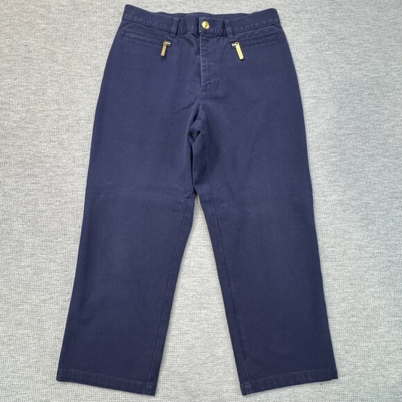Lauren Jeans Ralph L Womens Blue Pants Zip Pockets Straight Leg Mid Rise Size 4 - Picture 1 of 11
